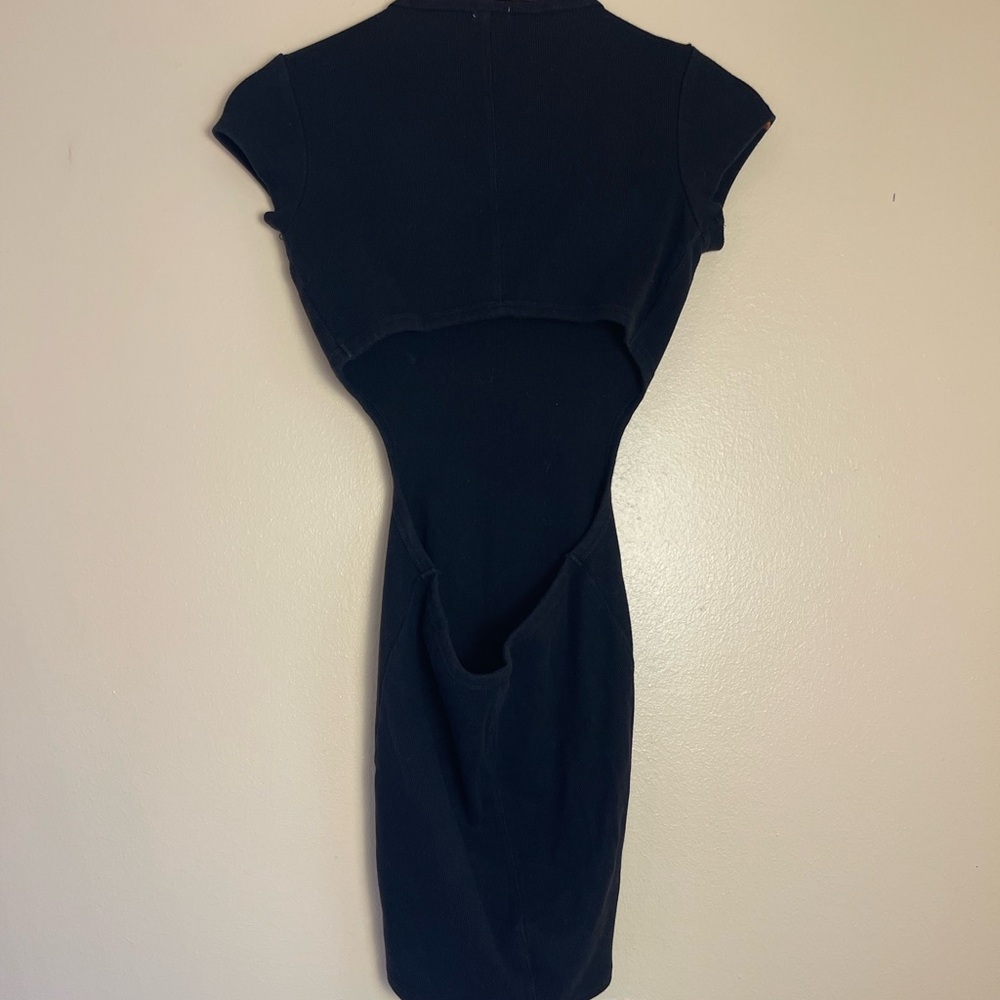 Garage Black Ribbed Cutout Mini Dress XS/S Open Back Y2K Bodycon Party Sexy - Picture 11 of 12